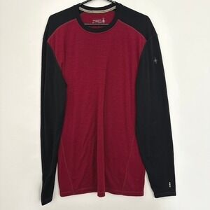 Smartwool Merino 250 Base Layer Mens XL Long Sleeve Crew Shirt Red Black Wool